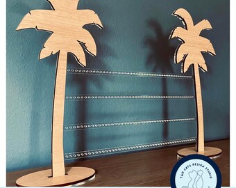 Palmera tropical, soporte para pendientes, archivo SVG para Glowforge o cortador láser, decoración costera y temática de playa.
