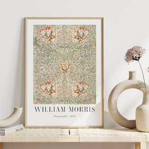 Arte mural de William Morris: Impresión floral de madreselva (descarga digital)