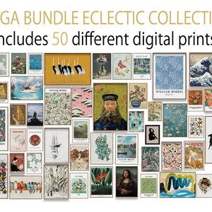 50 Piece Gallery Wall Art Print Set: Eclectic Home Decor (Digital Download)