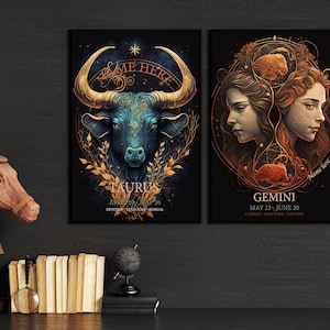 Benutzerdefinierte Sternzeichen Paare Print Set | Astrologie Sternzeichen | Himmlische Kunst für Paare | Perfektes mystisches Geburtstagsgeschenk | Digitaler Download Kunst