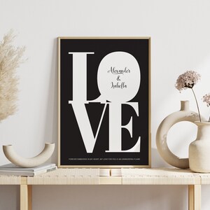 Custom Couple Names Print | Personalised Love Art | Couples Gift Idea | Wedding Anniversary Gift | Artful Engagement Art | Digital download