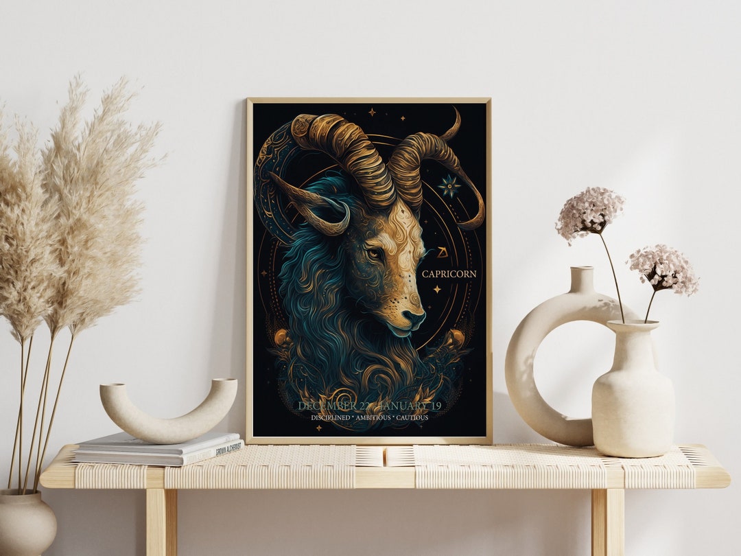 Sternzeichen Steinbock Print, Astrologie, Sternzeichen, Boho Dekor
