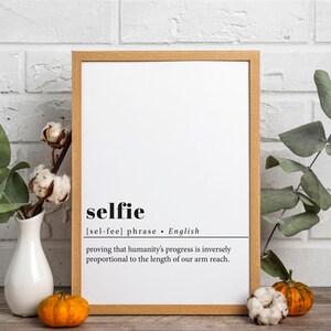 Selfie Definition Art Print: Funny Dorm Room Decor (Digital Download)