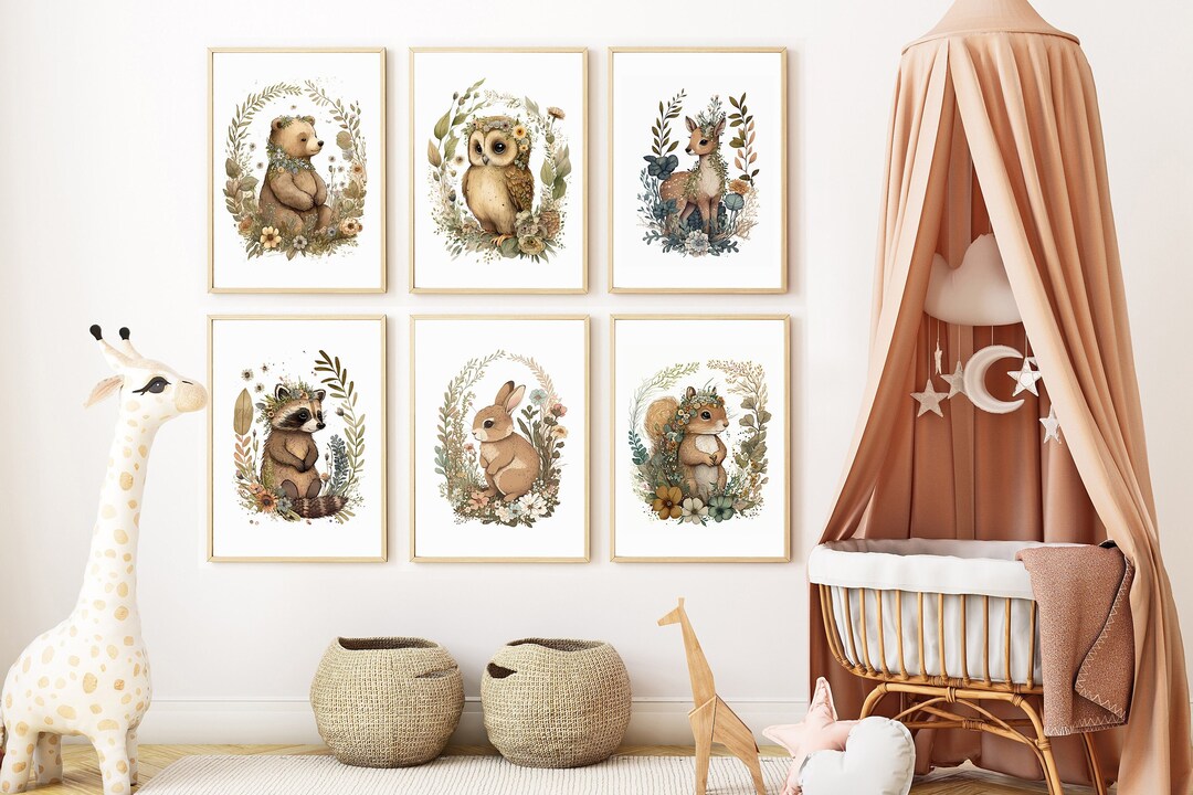 Woodland Nursery Art Print, Set of 6, Woodland Nursery Decor, Nursery ...