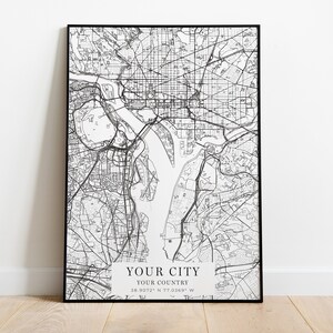 Any City Map, Custom Map, Custom Map Poster, Any City, Any Town, Personalized Map, Large Map, Your City, Custom City, Digital Download Art