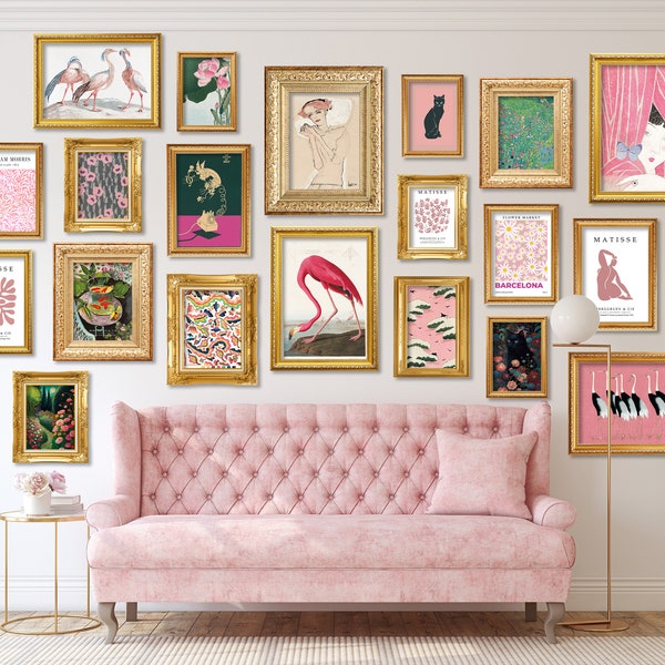 Pink Gallery Wall Set Etsy