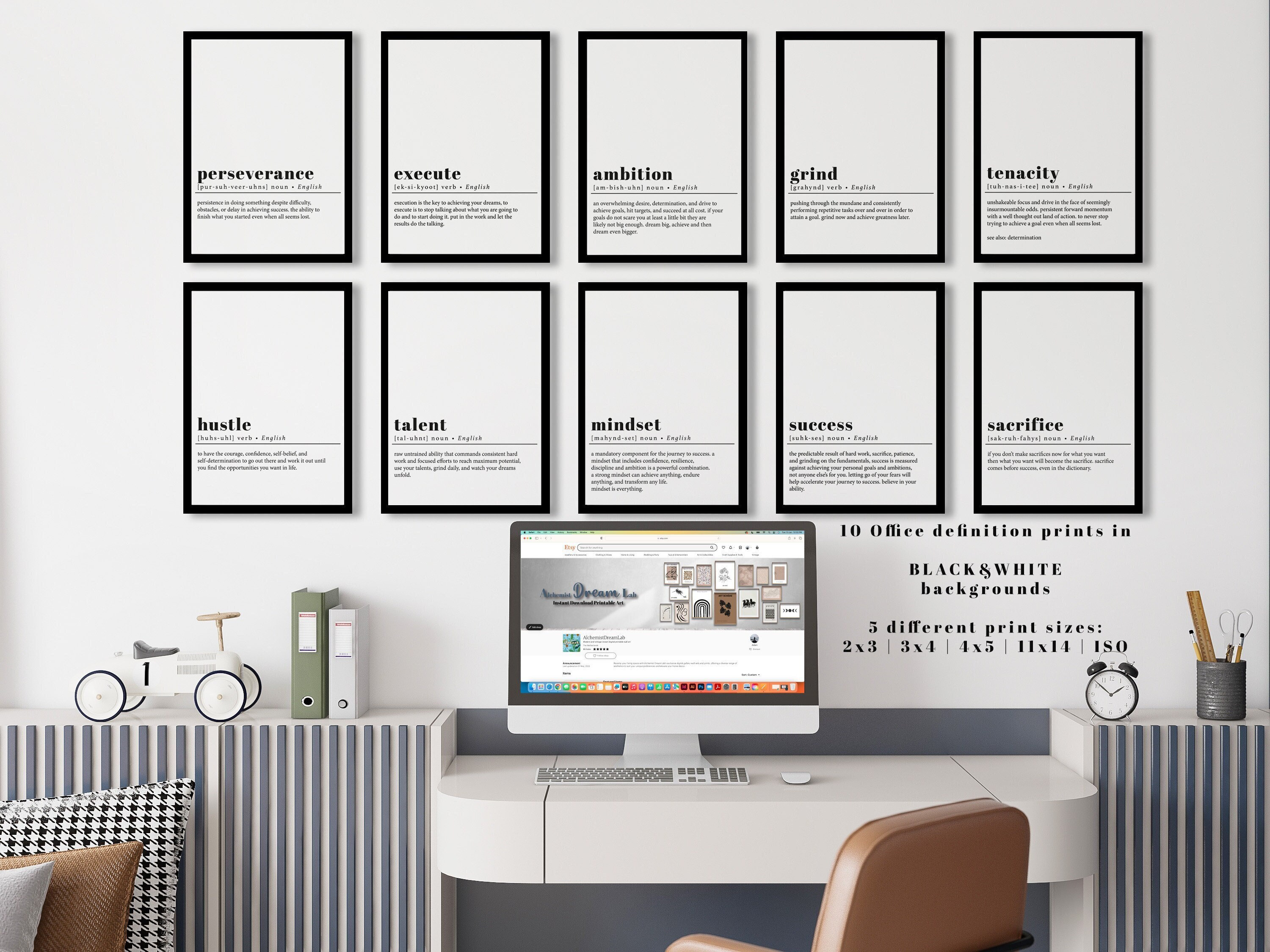 Motivational Office Wall Art Prints Set of 10 Funny and Inspiring
