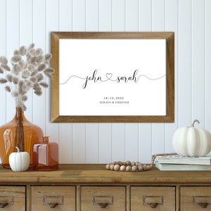 Custom Couple Names & Date Print | Personalised Print | Couples gift idea | Wedding Anniversary Gift | Engagement Print | Digital download