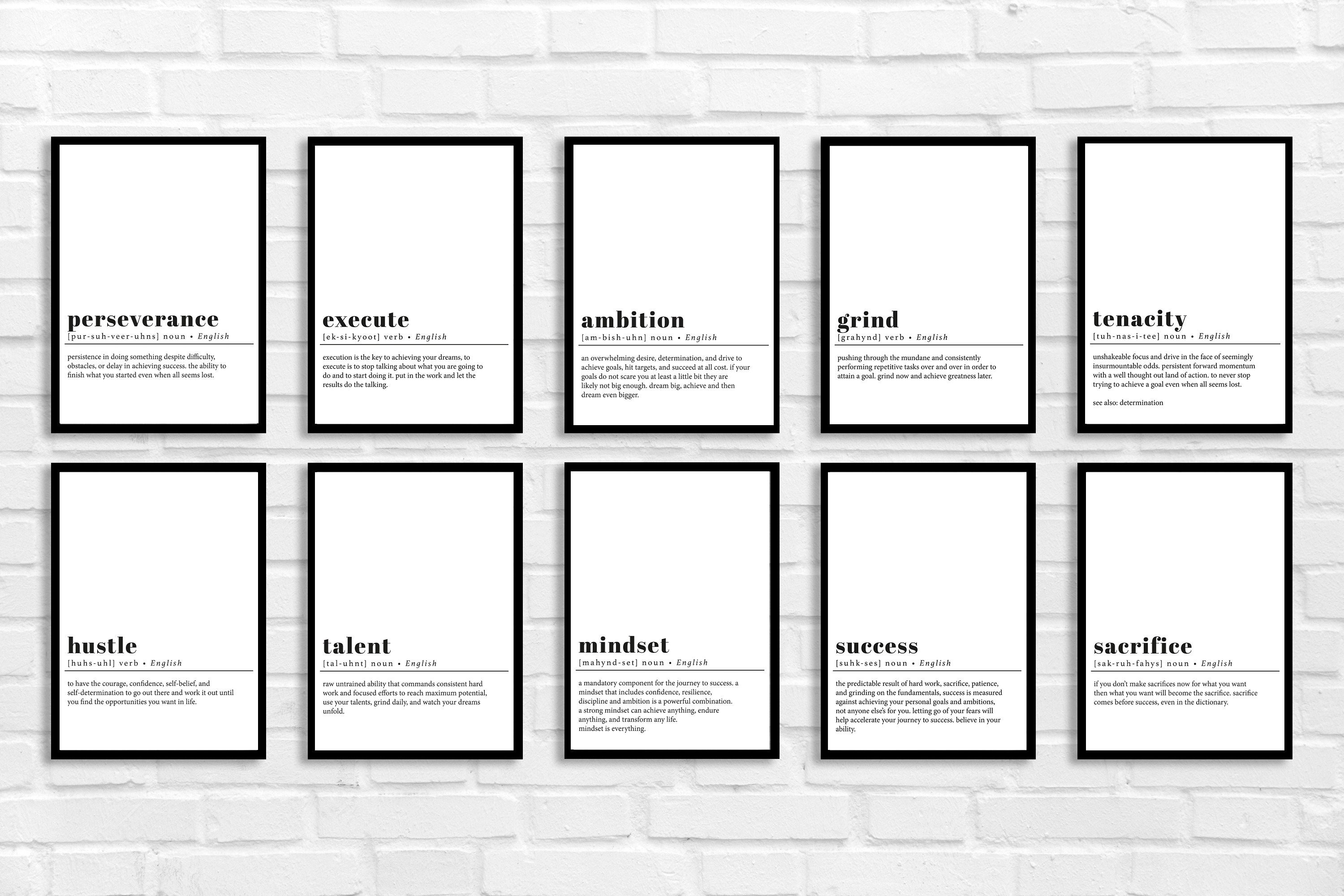 Motivational Office Wall Art Prints Set of 10 Funny and Inspiring