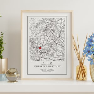 Stadtplan Druck | Personalisierte Liebes-Herz-Karte | Jubiläumsgeschenk für Ihn Ihr | Romantische Geburtstagsüberraschung | Sofortiger digitaler Download