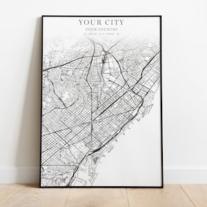 Custom City Map, Custom Map Poster, Any City or Any Town, Personalized Map, Large Map, Your City, Custom City, Digital Download, Wall Art
