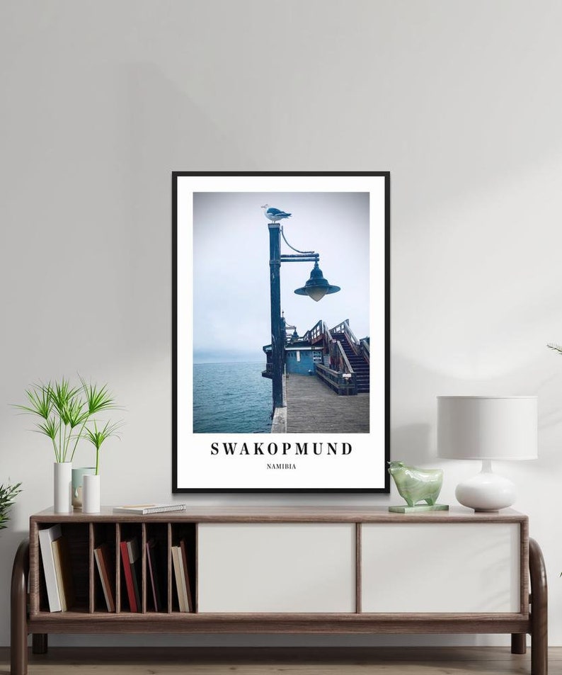 Wall Art, Namibia Poster, Namibia Photo, Namibia Poster Print, Namibia Wall Decor, Africa, Digital Print, Swakopmund Jetty, Coast, Seaside image 3