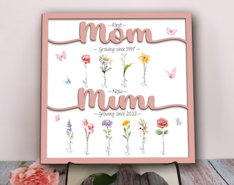 Personalized Grandma's Garden Birth Flower Sign, First Mom Now Grandma Sign, Mother's Day Gift, New Grandma Gift, Mom Wooden Sign