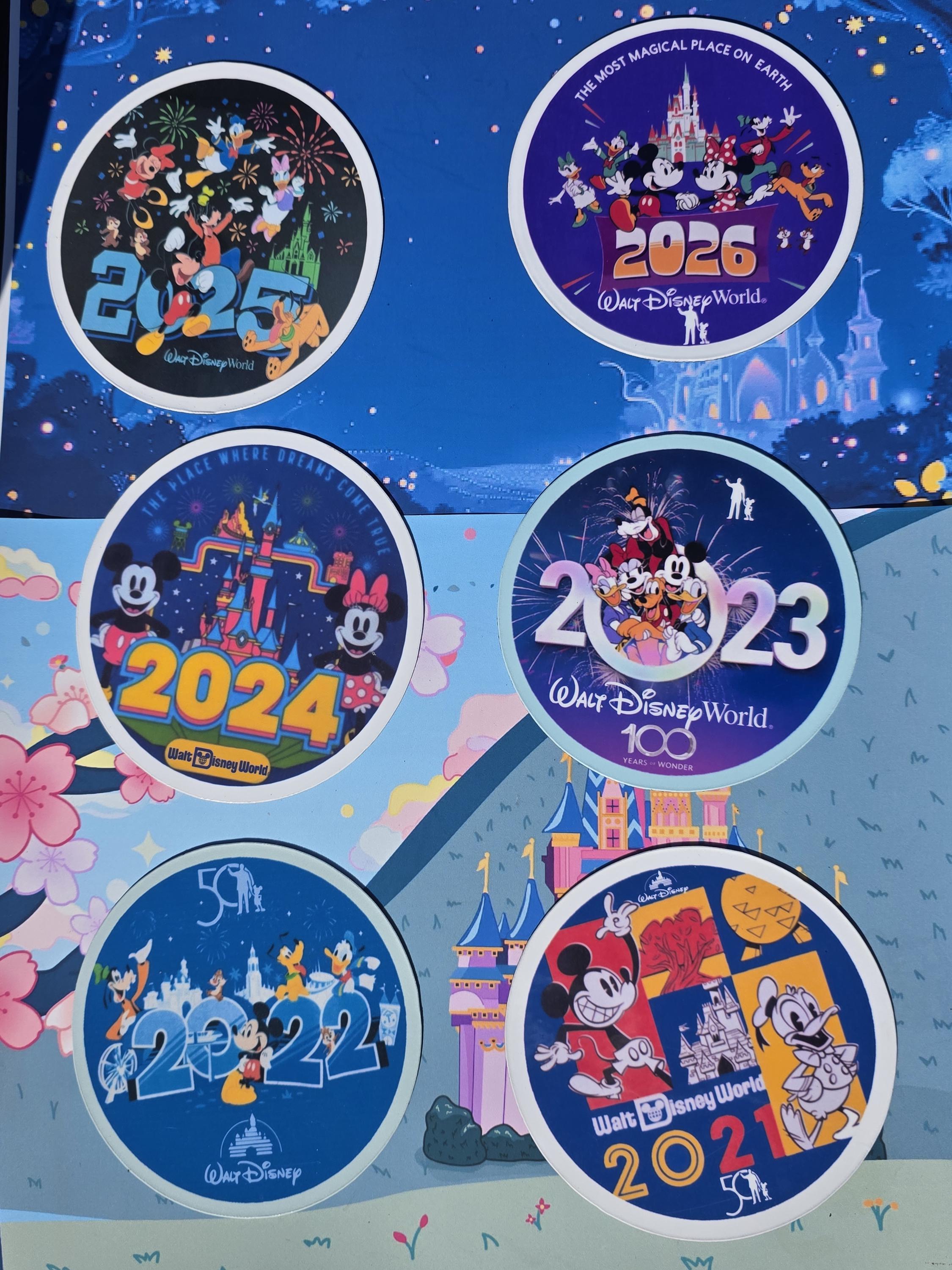Walt Disney World Magnet 2021 to 2026, 6 Magnet Set ((homemade