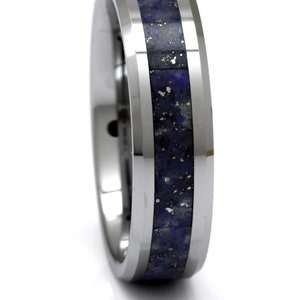 Tungsten Carbide Ring With Lapis Lazuli Inlay – Comfort Fit, Cobalt Free, 6mm Or 8mm