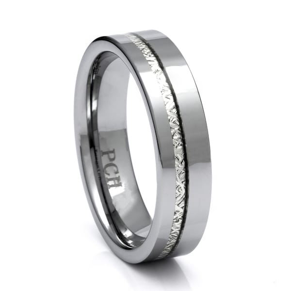 Meteorite Ring in Tungsten Carbide, 6mm Comfort Fit Wedding Band