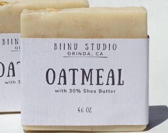 OATMEAL SOAP w/ Shea Butter, Colloidal Oats, Oat Oil, Organic Oats: good for Eczema, dry, sensitive, irritated skin, bug bites, poison ivy