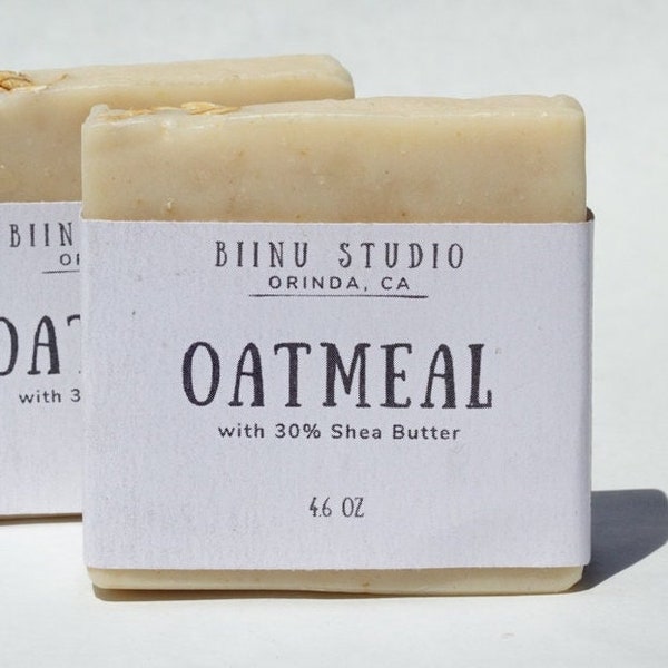 OATMEAL SOAP w/ Shea Butter, Colloidal Oats, Oat Oil, Organic Oats: good for Eczema, dry, sensitive, irritated skin, bug bites, poison ivy