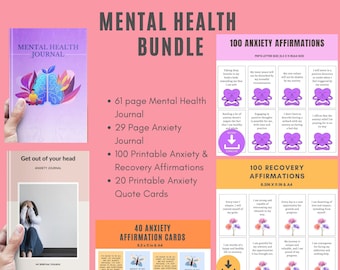 Therapy Tools | Mental Health Printable | Therapy Bundle | Mental Health Worksheets | Mental Health Affirmations