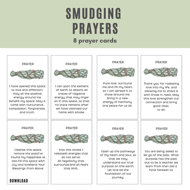 Smudging Information Cards Smudge Stick Printables Smudging Card ...