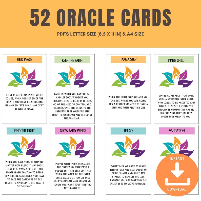 Create and Print Your Own Oracle Cards Printable Tarot Deck DYI Oracle ...
