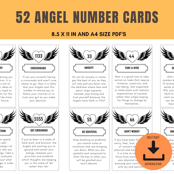 Angel Oracle Cards | Printable Oracle Deck | Angel Oracle Deck | Instant Download | Digital Download | Printable Affirmation Cards