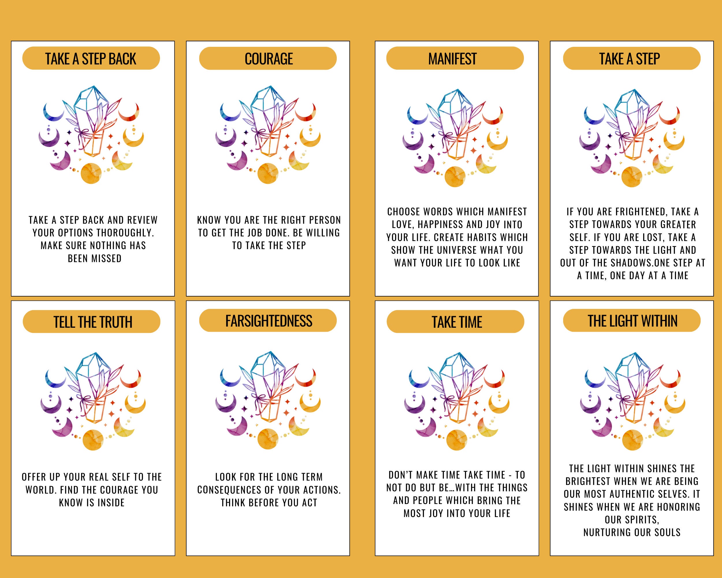 Create and Print Your Own Oracle Cards | Printable Tarot Deck | DYI Oracle Cards | Crystal Deck ...