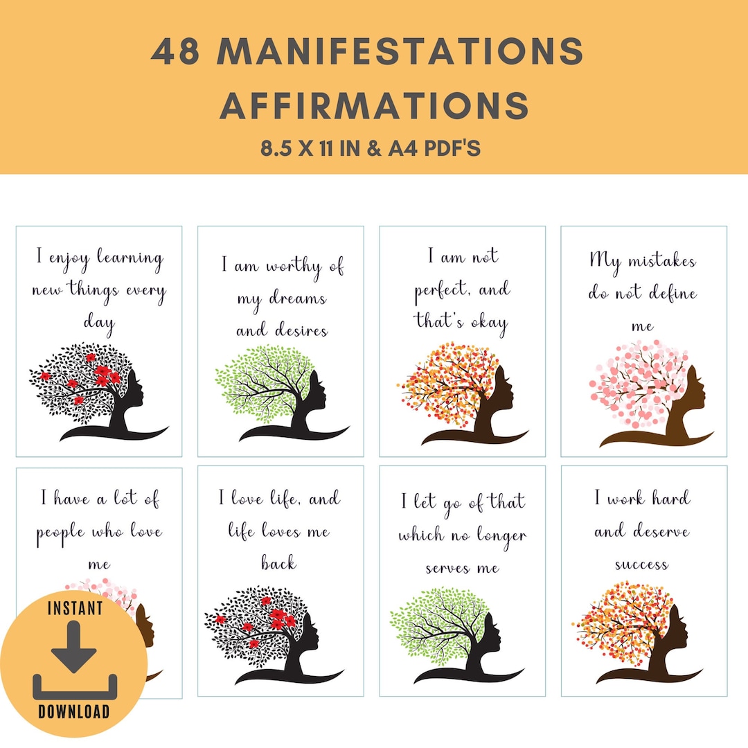 Affirmation Deck Positive Quotes Printable Gift Positivity - Etsy
