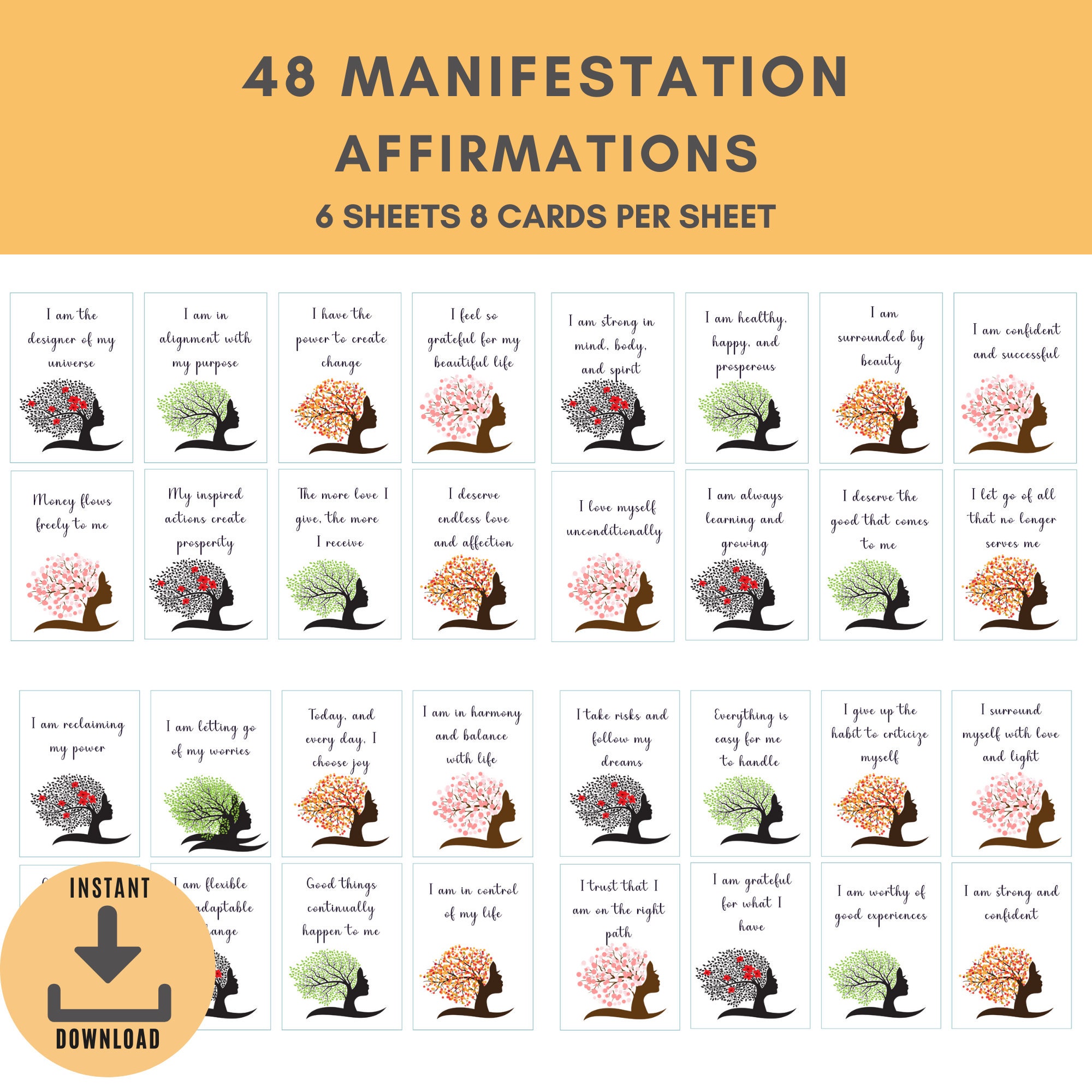 Affirmation Deck Positive Quotes Printable Gift Positivity - Etsy