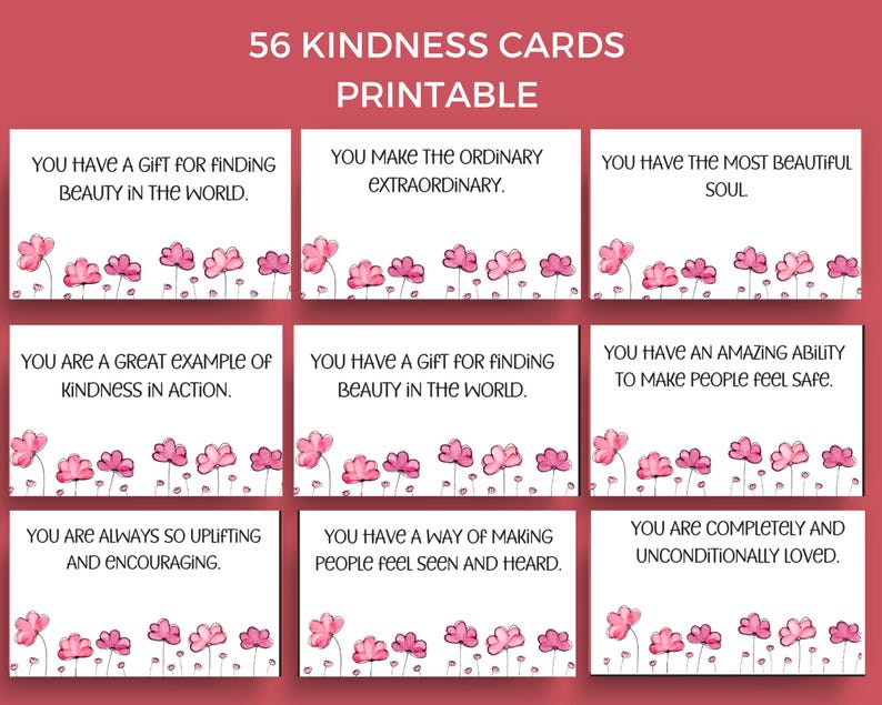 Printable Kindness Cards - Random Acts of Kindness Cards - Positive ...