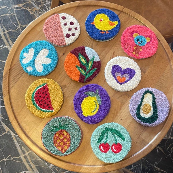 Punch Needle Coaster Etsy