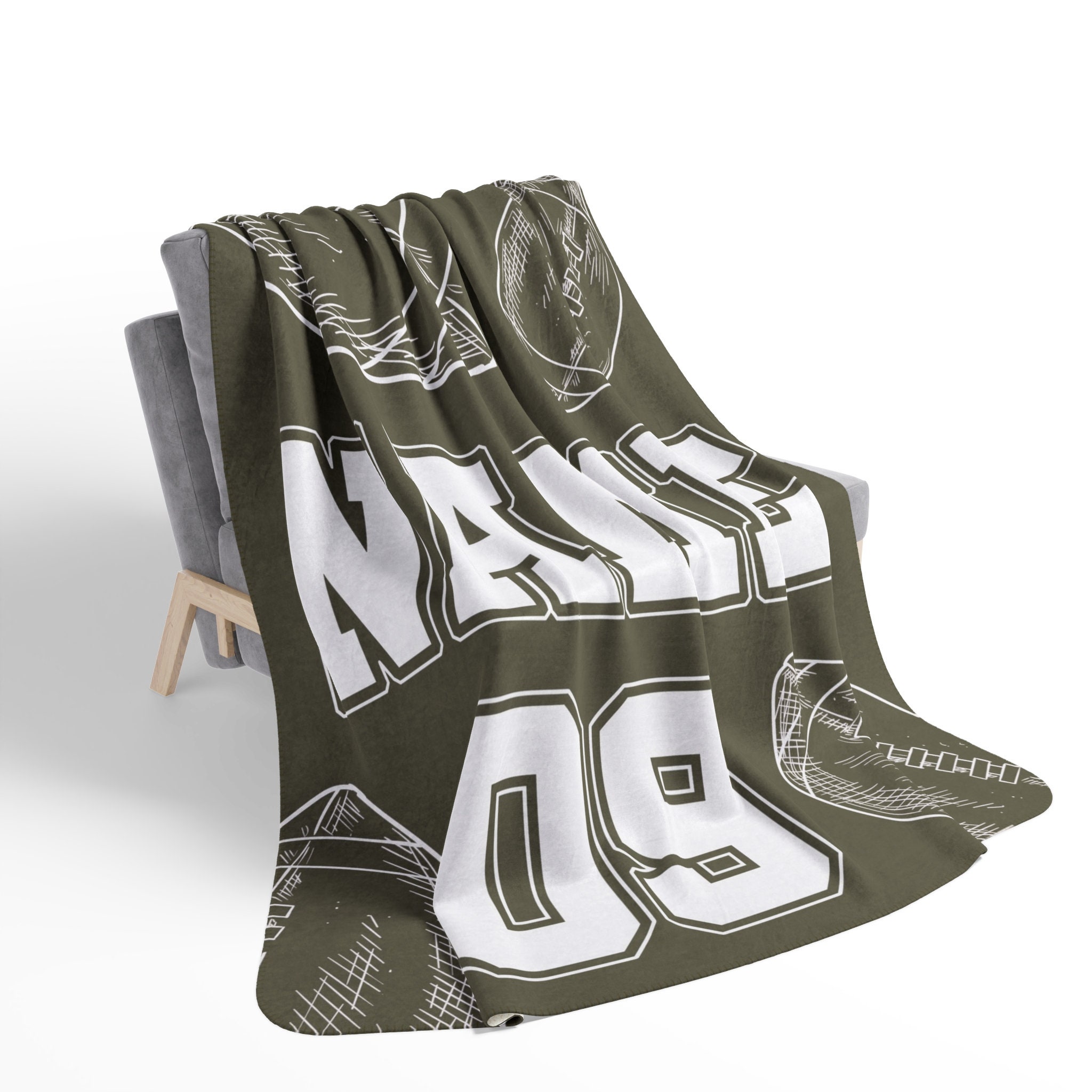 Personalized Football Player Blanket, Custom Name & Number Throw Blankets, Football Blanket, Sports Blanket