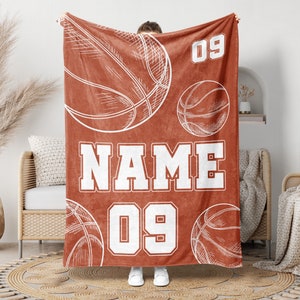 Personalized Basketball Player Blanket, Custom Name & Number Throw Blankets, Basketball Blanket, Sports Blanket