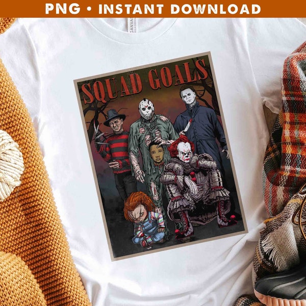 Horror Characters PNG, Horror Friends, Squad Goals, Chucky, Halloween PNG, Friends Character Horror Sublimation PNG, Halloween Friends