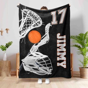 Personalized Lacrosse Player Blanket, Lacrosse Team Gifts, Lacrosse Coach Gifts,  Kids Lacrosse Blanket, Sport Lover Gifts