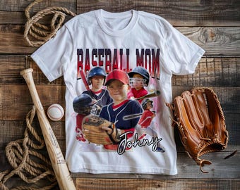 Customized Baseball Mom Shirt, Personalized Baseball Player Photo Collage Shirt, Custom Image Tee, Mothers Day Gift, Baseball Team Gift