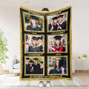 Customized Graduation Photo Collage Blanket, Graduation Class Of 2025 Blanket, Graduation Gifts For Senior, College Celebration Blanket