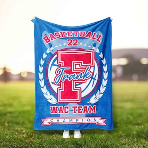 Customized Basketball Blanket, Custom Name & Number Basketball Blanket, Basketball Team Gift, Sports Blanket, Gift For Kids