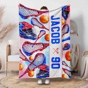 Custom Lacrosse Player Blanket, Lacrosse Team Gifts, Lacrosse Coach Gifts,  Kids Lacrosse Blanket, Sport Lover Gifts
