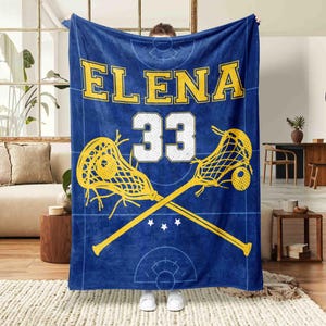 Personalized Lacrosse Blanket With Name And Number, Lacrosse Player Gifts, Custom Lacrosse Team Blanket, Sport Lover Gift