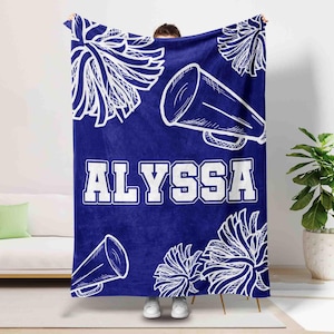 Personalized Name Cheerleader Blanket, Custom Name Cheerleading Blankets, Cheerleading Blanket, Sport Lover Gift, Daughter Blanket