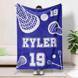 Customized Lacrosse Player Blanket, Lacrosse Team Gifts, Lacrosse Coach Gifts,  Kids Lacrosse Blanket, Sport Lover Gifts