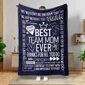 Manta personalizada con nombre de deportista, manta personalizada para mamá deportista, manta para la mejor mamá del equipo, manta para mamá deportista, regalo para el Día de la Madre