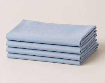 Set van 4 blauwe linnen servetten, handgemaakte servetten voor een bruiloftsdiner, decoratie voor een eettafel in landelijke stijl
