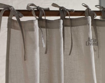 Custom Natural Linen Curtains – Bedroom Farmhouse Window Panels, Boho Linen Drapes for Living Room