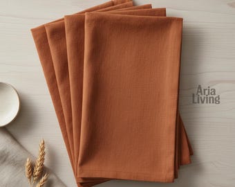 Guardanapos de linho feitos à mão (conjunto de 4) | Guardanapos de jantar ecológicos