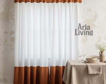 Ruffled Linen Curtain Panel | Farmhouse Window Drape