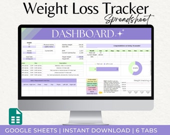 Weight Loss Tracking Spreadsheet, Food Log and Calorie Counter Spreadsheet, Google Sheets Weight Loss, Weight Loss Progress Tracker w Photos