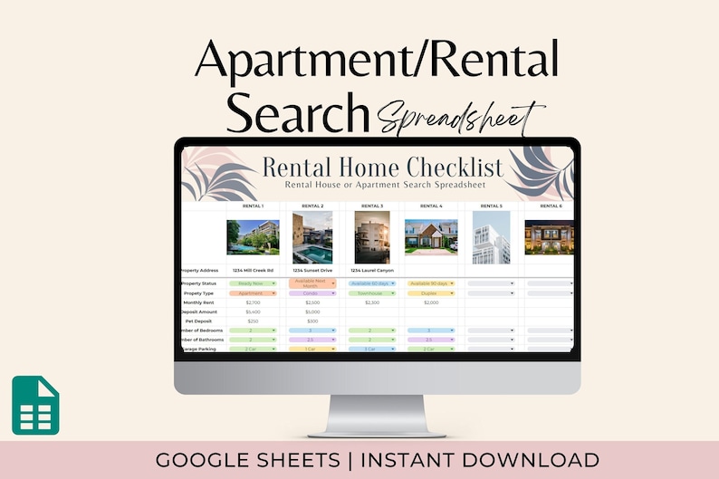 apartment house hunting spreadsheet