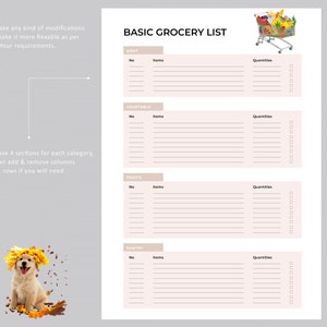 Home Basic Grocery List Template | Grocery List Printable | Grocery ...